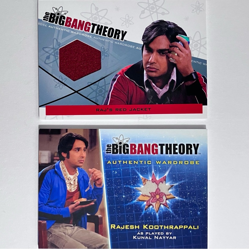 BIG BANG THEORY Costume Cards M-28 & M37 / SCREEN WORN FABRIC / Raj Koothrappali